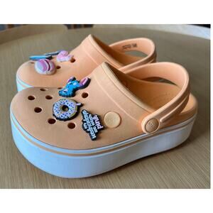 Crocs | Childrens Size 12 Orange Crocband Platform Clog with Charms